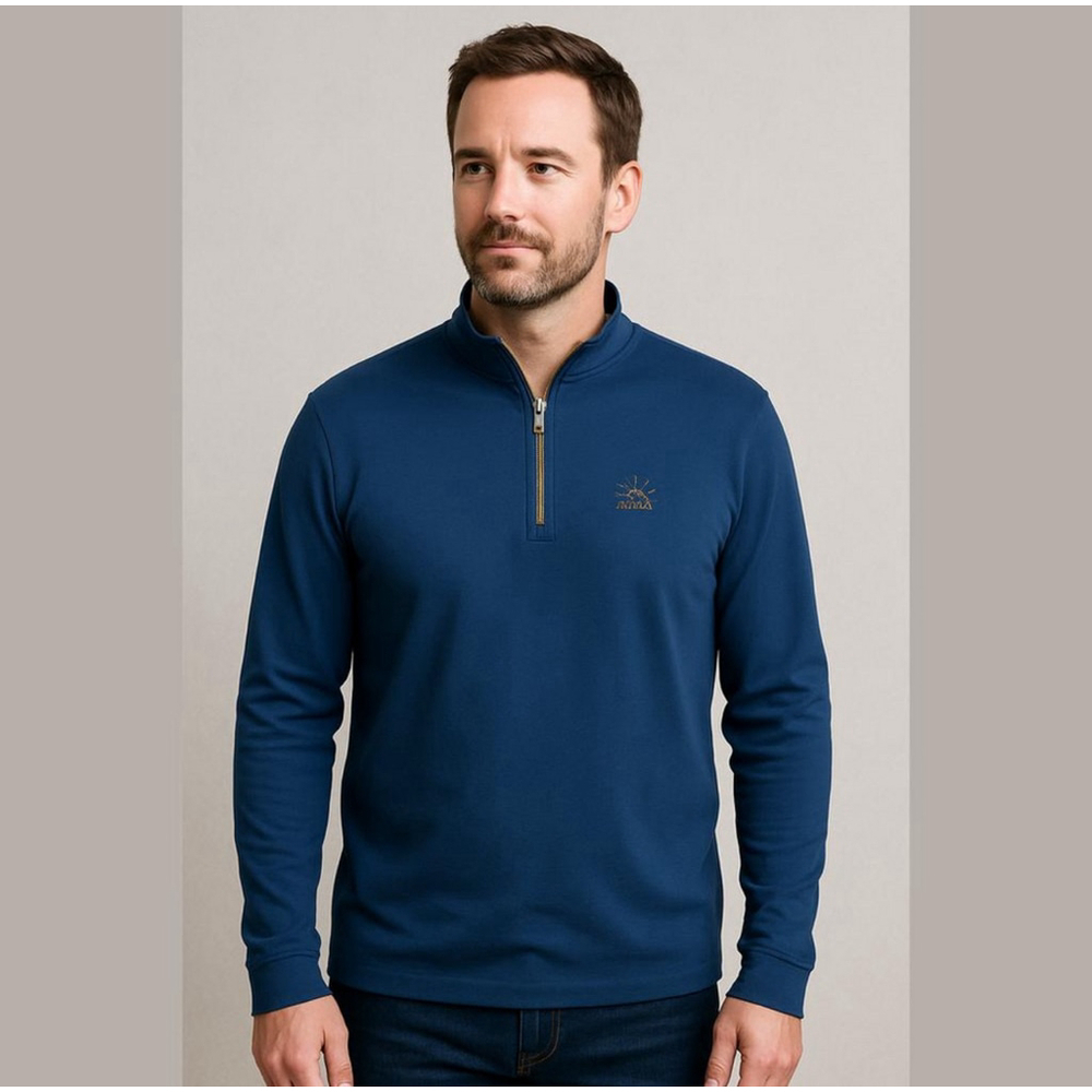 Alaska Blue Quarter Zip Pullover Large Cotton Blend